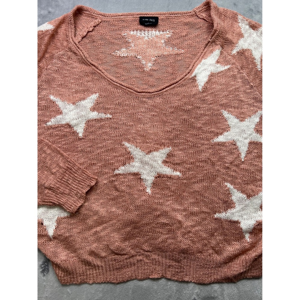 Blank Paige Star Print Lightweight Knit Sweater Terracotta Pink Large Slouchy